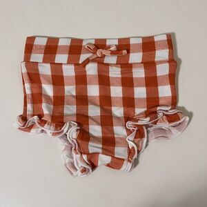 Angel Dear Orange Harvest Pumpkin Gingham Ruffle Bloomers Shorts 3-6 Months NWT